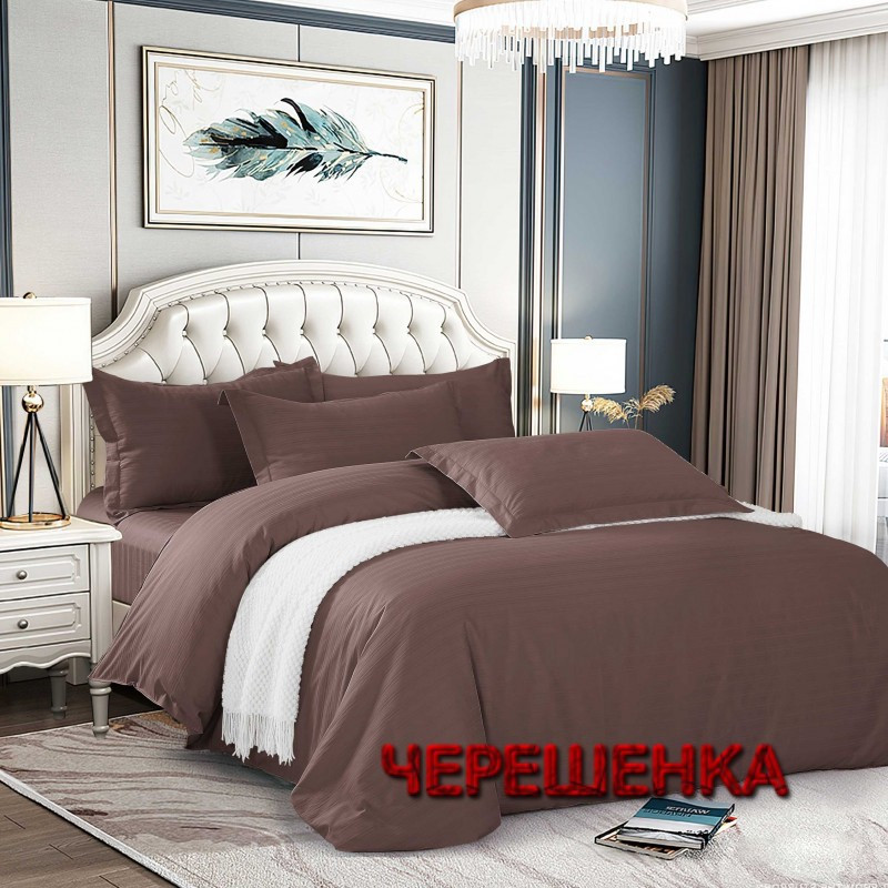 Однотонний коричневий Страйп-сатин мультисмужка 220 см рулон (50 м) темна щільна бавовняна тканина для постільної білизни