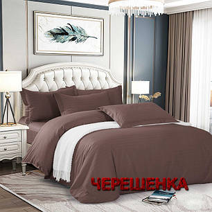 Однотонний коричневий Страйп-сатин мультисмужка 220 см рулон (50 м) темна щільна бавовняна тканина для постільної білизни, фото 1