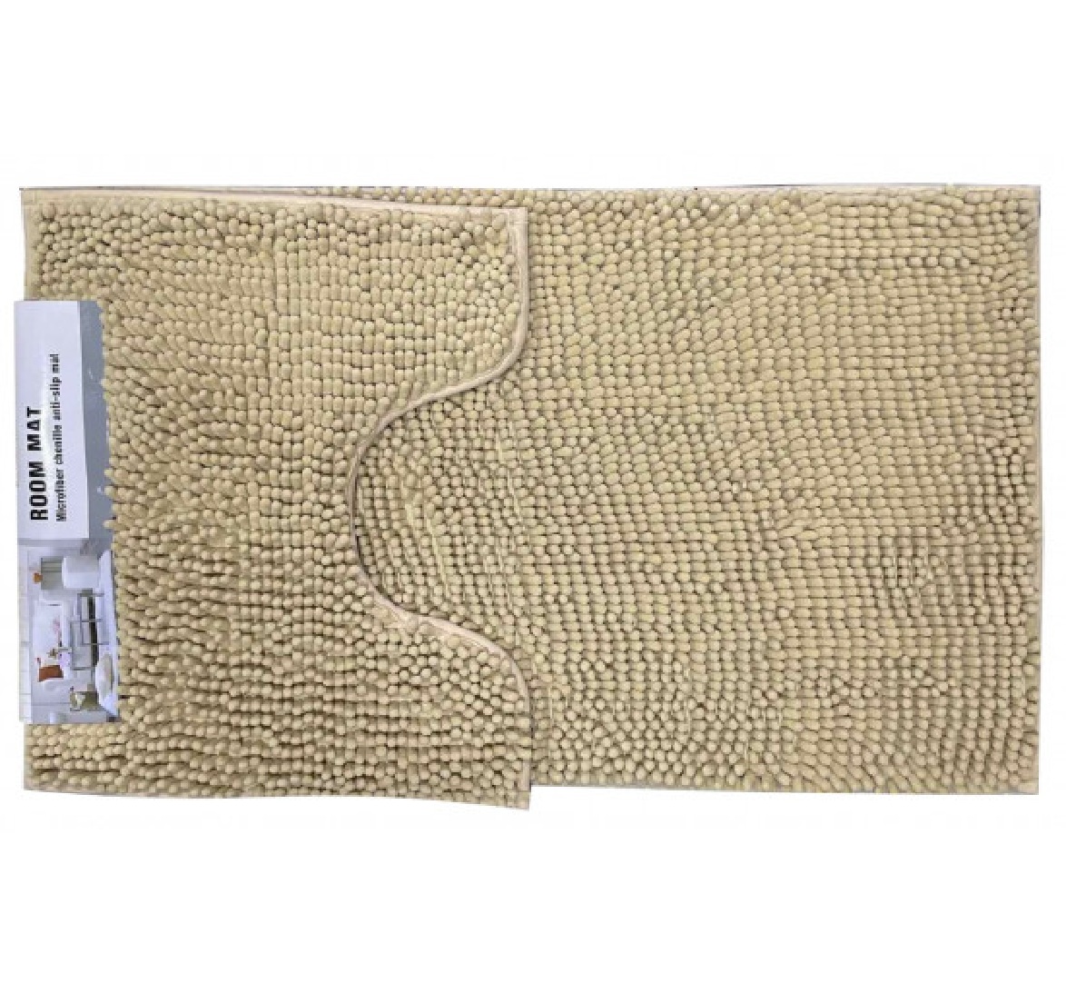 VZ2036Beige Набір килимків для ванної ШЕНІЛ , 2 шт, 50*80+50*40 см, бежевий