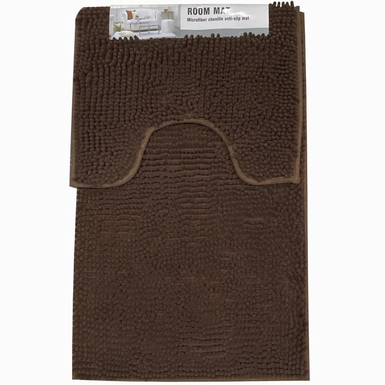 VZ2036DBrown Набір килимків для ванної ШЕНІЛ 2 шт, 50*80+50*40 см, темно-коричневий