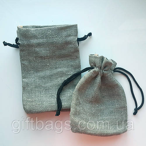 Подарочные мешочки из льна с черным шнурком (13,5х17,5) - фото 4 - id-p233594194