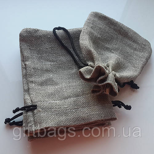 Подарочные мешочки из льна с черным шнурком (13,5х17,5) - фото 5 - id-p233594194