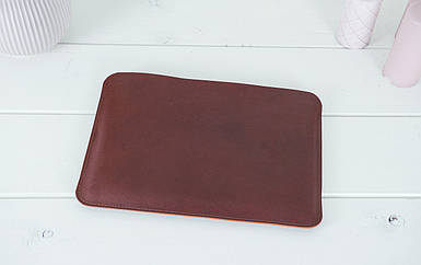 Чохол для MacBook Дизайн №2 з повстю з натуральної шкіри колір Вишня