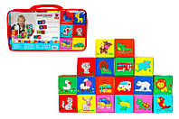 Набор игрушечных мягких кубиков "Мой мир 3в1" 18 штук МС 090601-16