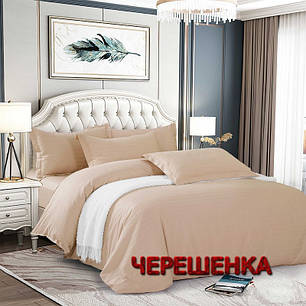 Однотонний бежевий страйп-сатин мультисмужка 220 см рулон (50 м) щільна постільна тканина 100% бавовна, фото 1