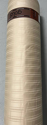 Однотонний бежевий страйп-сатин мультисмужка 220 см рулон (50 м) щільна постільна тканина 100% бавовна, фото 2