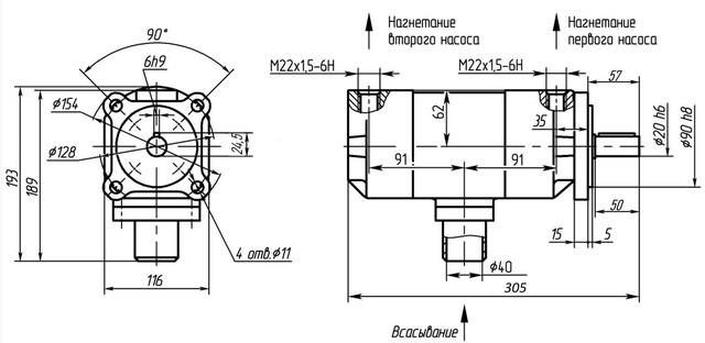 розміри насоса НПл 20-25/16