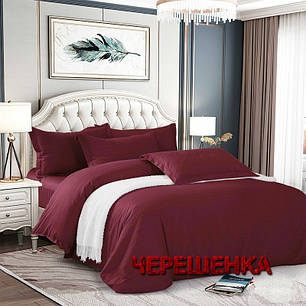 Бордовий однотонний Страйп-сатин мультисмужка 220 см рулон (50 м), щільна тканина 100% бавовна для пошиття постільної білизни, фото 1