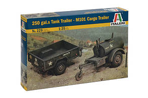 250 gal.s Tank Trailer - M101 Cargo Trailer. 1/35 ITALERI 229