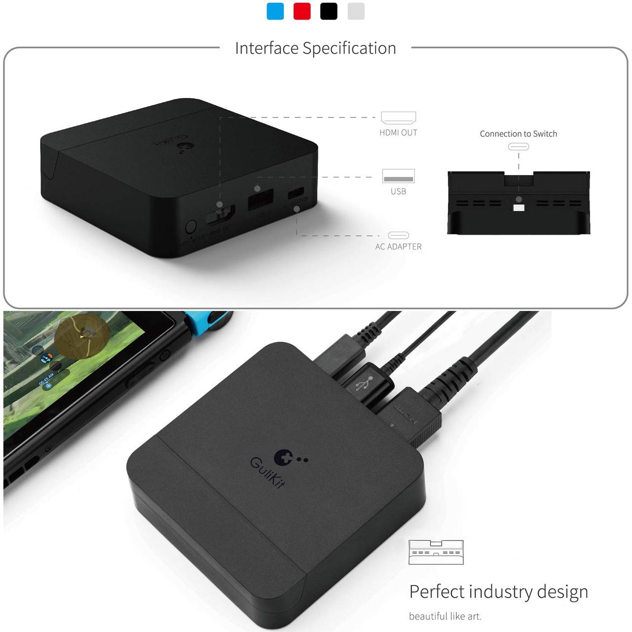 Док-станція GuliKit Switch, для Nintendo Switch із підставкою для зарядки USB-C PD - фото 4 - id-p2033009872