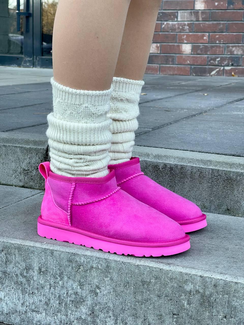 Уггі жіночі зимові рожеві UGG Ultra Mini Pink (14147)