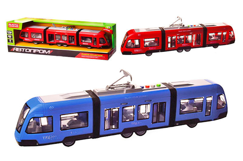 Іграшка Трамвай на батарейках 7955AB "Автопром", 2 кольори, світло, звук, у коробці 48*11*16.5 см