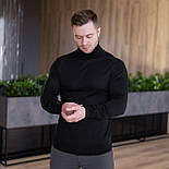 Чоловічий гольф-светр теплий з підворотом горла чорний Туреччина. Живе фото, фото 4