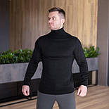 Чоловічий гольф-светр теплий з підворотом горла чорний Туреччина. Живе фото, фото 6