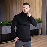 Чоловічий гольф-светр теплий з підворотом горла чорний Туреччина. Живе фото, фото 5