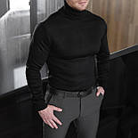 Чоловічий гольф-светр теплий з підворотом горла чорний Туреччина. Живе фото, фото 2