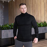Чоловічий гольф-светр теплий з підворотом горла чорний Туреччина. Живе фото, фото 3