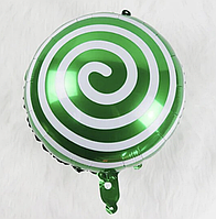 Фольгированный Шар круглый Карамелька , размер 45см , цвет зеленый
