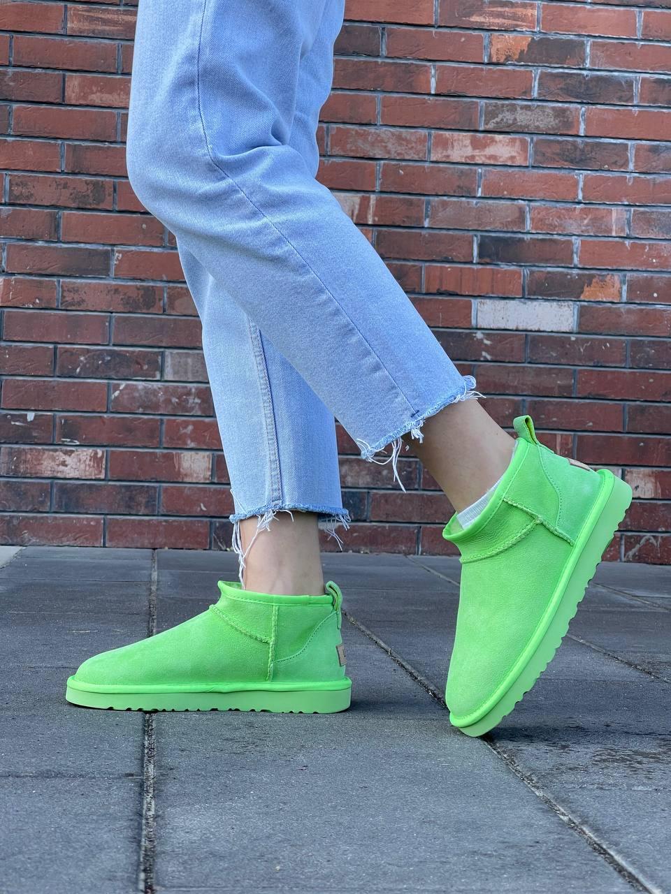 Уггі жіночі зимові зелені Ugg Classic Ultra Mini Parakeet Green (13919)