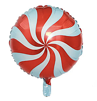 Фольгированный Шар круглый Карамелька , размер 45см , цвет красный