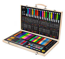 Набір для дитячої творчості (малювання) PEZZI в дерев'яній валізі 180 предметів (14418)