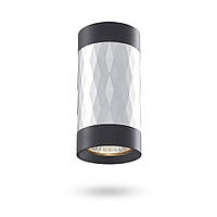 Светильник под лампу GU10 накладной чёрный + серебристая призма