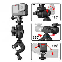 Кріплення на мотоцикл для екшн камери дзеркало кермо присосок AC Prof HQS-B68, фото 2
