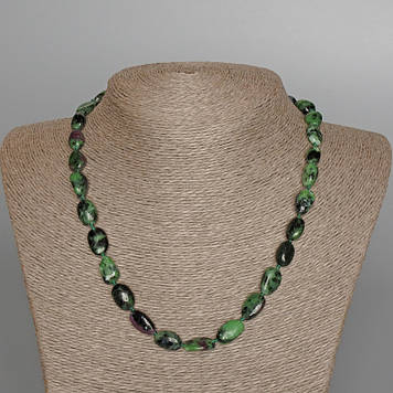 Намисто Цоїзит натуральний камінь галтівка d-9х14мм+- L-47см+-