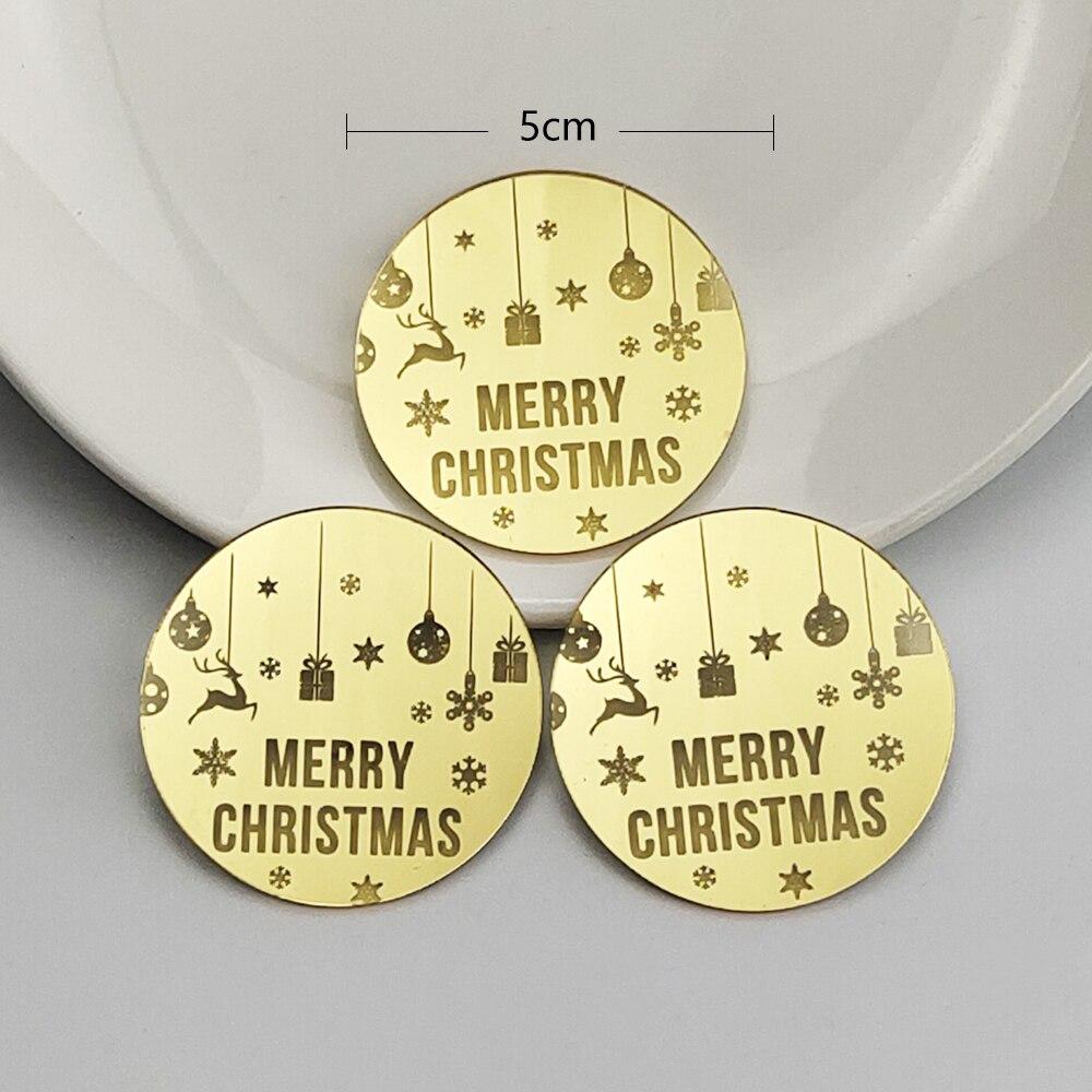 Топер медальйон для торта з написом Merry Christmas — золота дзеркальна (срібло на вибір)