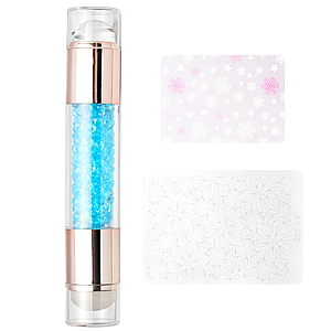 Штамп для стемпінгу силіконовий із пластинами-скребками, блакитне каміння