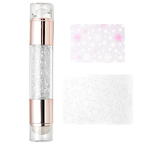 Штамп для стемпінгу силіконовий із пластинами-скребками, прозорі камені