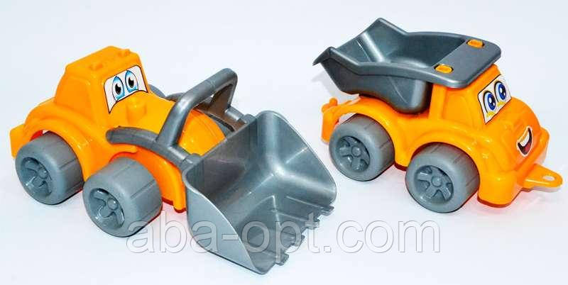 Гра Набір машин "Будмайданчік" 0977 (8) "Technok Toys", 2 шт, самоскид, трактор, в сітці, фото 1