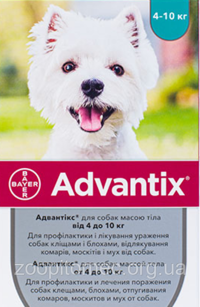 Краплі від бліх Bayer Advantix (Баєр Адвантикс) для собак вагою від 4 ...