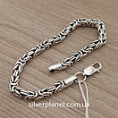 Чоловічий срібний браслет лисячий хвіст. Круглий браслет на руку Візантія чорнене срібло 925 розмір 23 см, фото 9