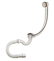 Сифон для ванны полуавтомат, з хром. пласт. переливом, с гибкой гофротрубой 40х40/50, VTM А-24089