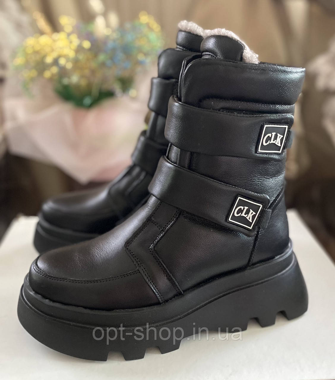 Жіночі зимові чоботи шкіряні білі чорні дуті дутики на липучці розміри 36-41, чоботи жіночі зимові білі, фото 1