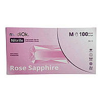 Рукавички одноразові нітрилові без пудри рожеві Rose sapphire Mediok 100 шт 3.8 розмір M