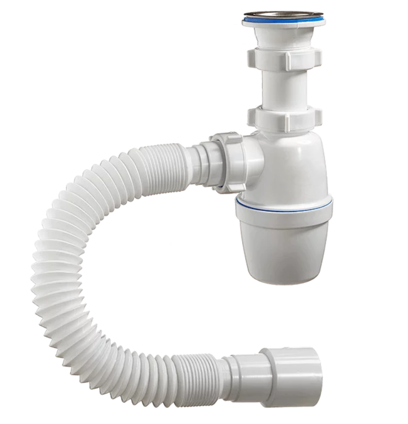 Сифон умивальник/кухонь. мийка 1 1/2"з гнучкою гофротрубою 40х40/50, VTM А-4001