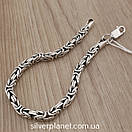 Чоловічий срібний браслет лисячий хвіст. Круглий браслет на руку Візантія чорнене срібло 925 розмір 23 см, фото 5