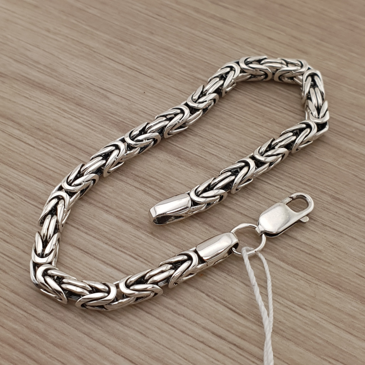 Чоловічий срібний браслет лисячий хвіст. Круглий браслет на руку Візантія чорнене срібло 925 розмір 20 см, фото 1