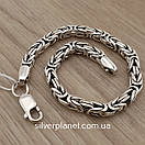 Чоловічий срібний браслет лисячий хвіст. Круглий браслет на руку Візантія чорнене срібло 925 розмір 20 см, фото 5