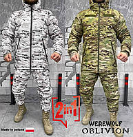 Тактический двухсторонний зимний костюм 2 в 1 . Зимний маскировочный мультикам клякса Oblivion