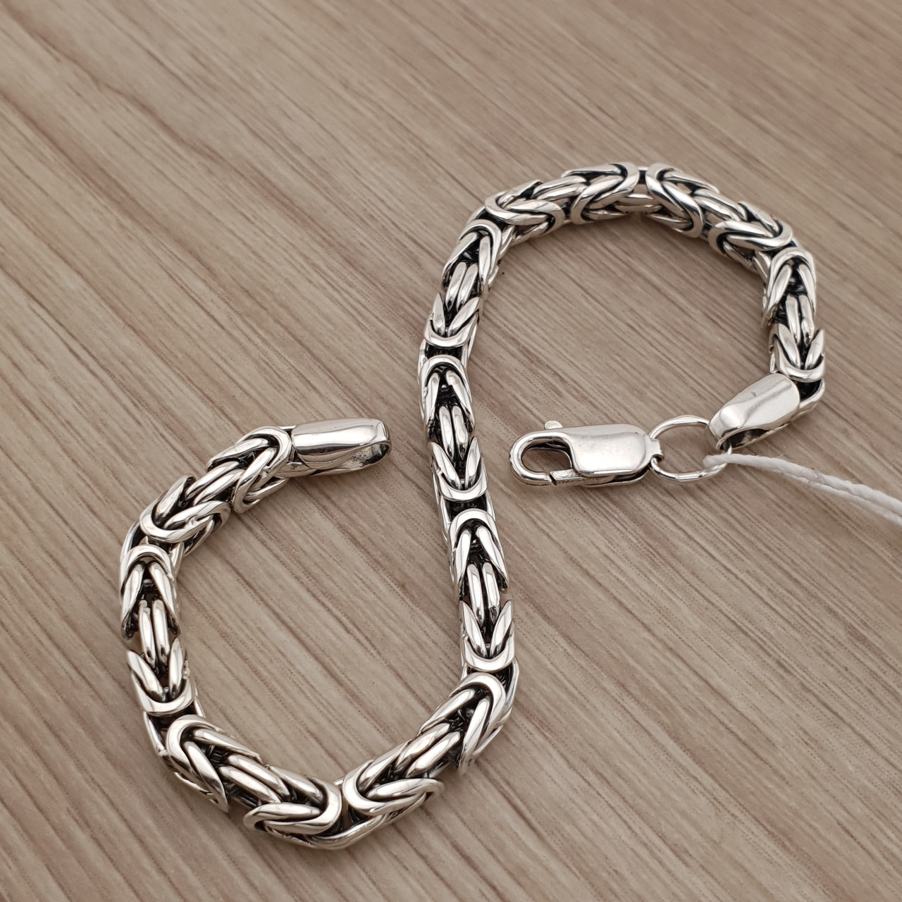 Чоловічий срібний браслет лисячий хвіст. Круглий браслет на руку Візантія чорнене срібло 925 розмір 22 см, фото 1