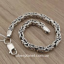 Чоловічий срібний браслет лисячий хвіст. Круглий браслет на руку Візантія чорнене срібло 925 розмір 23 см, фото 7