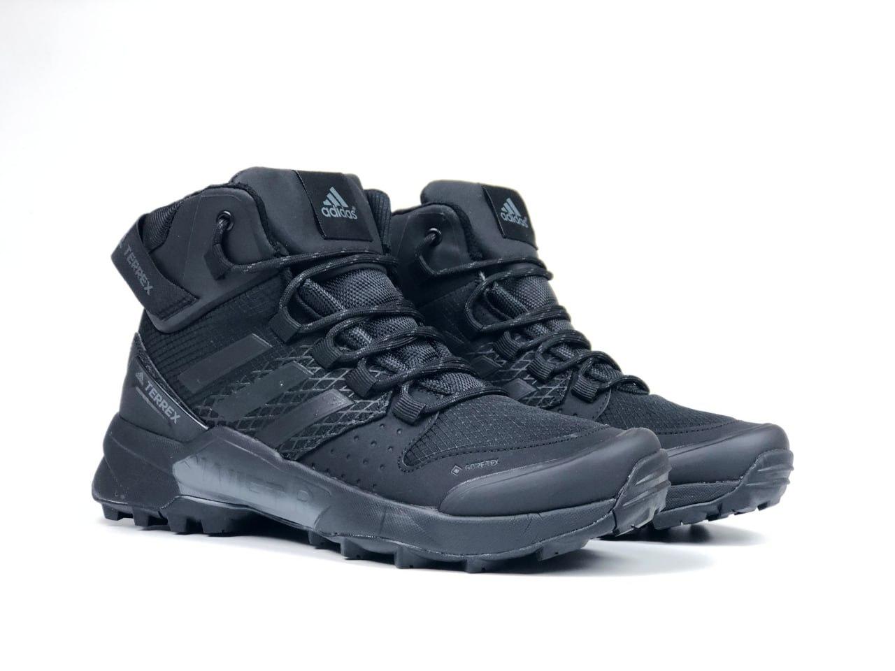 Кросівки зимові Adidas Terrex чоловічі чорні на хутрі адідас теплі високі, фото 1
