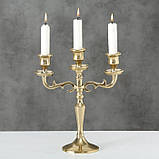 Підвічник канделябр Варас на 3 свічки в золоті з алюмінію h26 см, фото 2