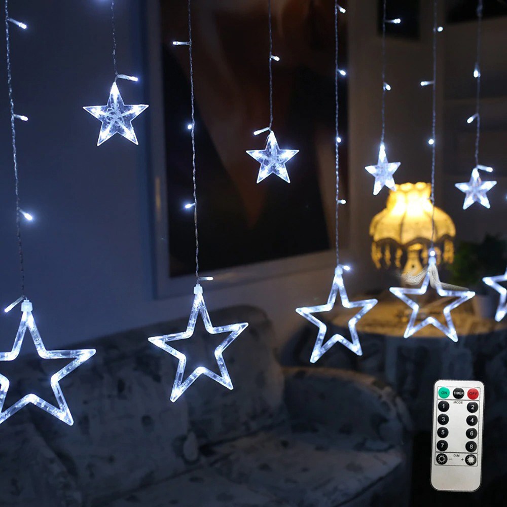 Новорічна гірлянда-штора Зірки 3х1м, 120 LED від 220V, Біла/Світолодна гірлянда на вікно
