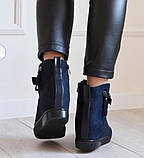 Снікерсі зимові 40 жіночі кросівки сині на блискавці, фото 3