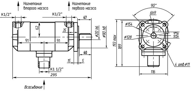 розміри насоса НПл 12,5-40/6,3