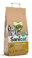 Деревний поглинаючий гіпоалергенний наповнювач без аромату для котячого туалету Sanicat Recycled Wood 20л-11,8